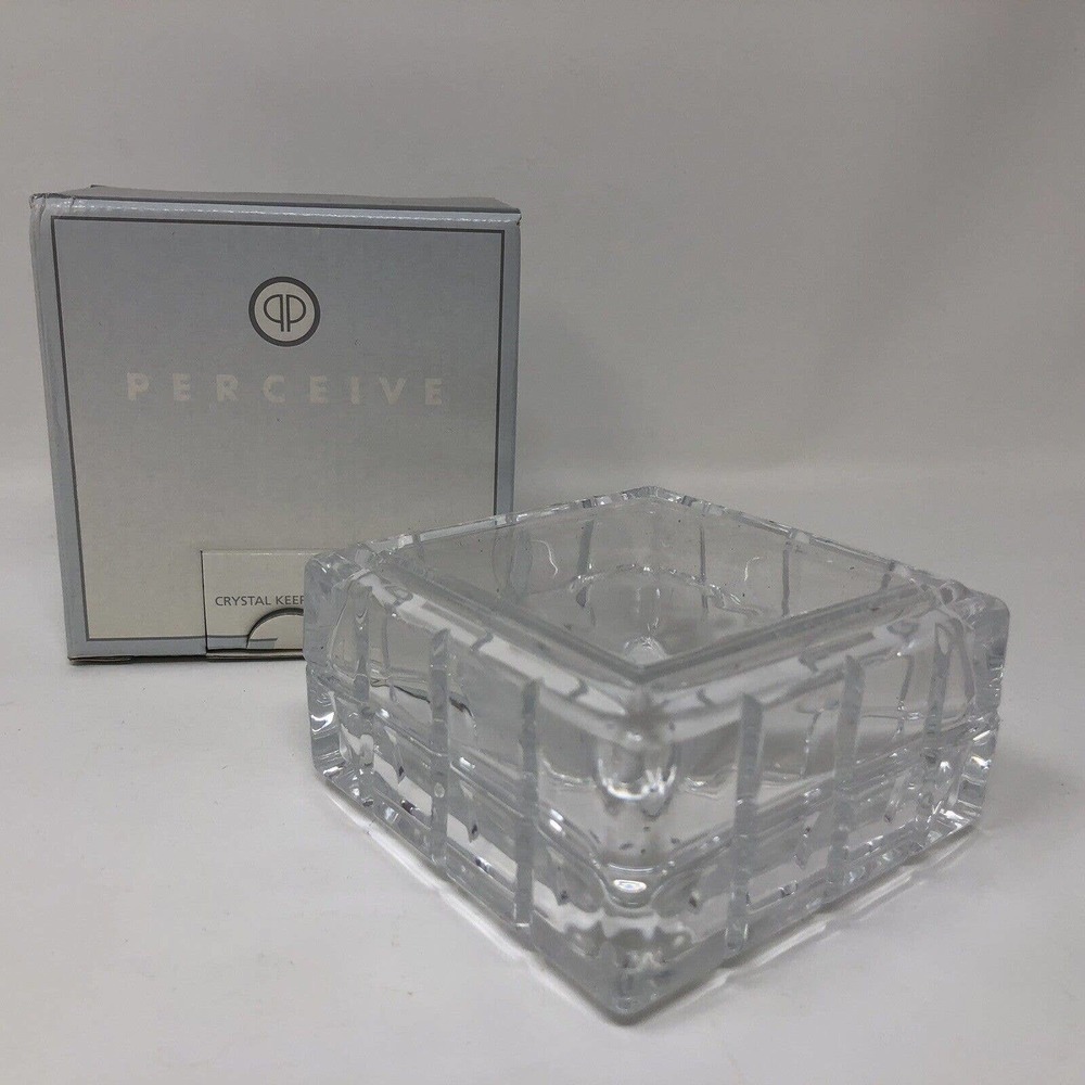 Lead Crystal Keepsake Trinket Jewelry Box Avon 1999 Perceive France NOS NEW NIB